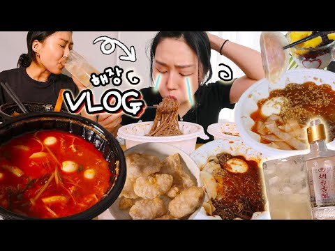 VLOG) 모닝 고량주 때리고 송주불냉면으로 해장하는 삶 어떤데…? 해장냉면 마라곱창전골 꿔바로우 먹방 브이로그 Korean mukbang blog