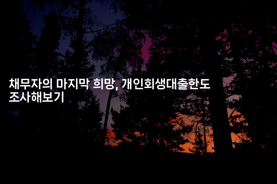 채무자의 마지막 희망, 개인회생대출한도 조사해보기-맛동산